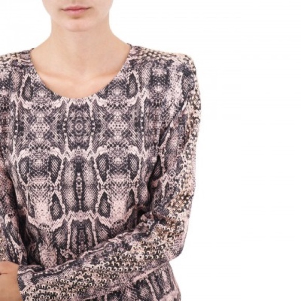 Aniye By Python Print Studded Sleeve Mini Sheath … - image 2